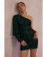 Women's One-Shoulder Sequin Bodycon Dress