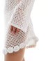 Mango crochet rose detail long sleeve mini dress in white