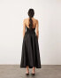 ASOS EDITION halterneck drop waist maxi dress in contrast fabric in black