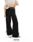 Pieces Petite high waisted tailored trousers with tie detail in black