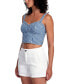 Juniors' Portia Striped Denim Crop Top