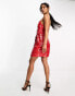 ASOS EDITION drape side sequin cami mini dress in red