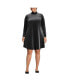 Women's Plus Size Long Sleeve Velvet Turtleneck Dress