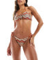 South Beach embroidered tie side bikini bottom in rust abstract print