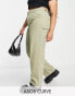 ASOS DESIGN Curve minimal cargo trouser in khaki with contrast stitching