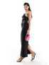 ASOS DESIGN bandeau maxi dress with strap detail in black