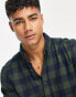 French Connection long sleeve gingham check flannel shirt in dark green