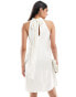 YAS Bridal halterneck mini dress with bow back in white - WHITE