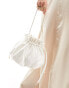 True Decadence pouch bag with chain strap in off white satin