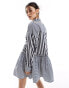 River Island stripe shirt mini dress in blue