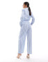 Mango stripe tie front jumpsuit in light blue