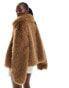 Simmi faux fur zip through jacket in brown