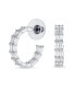 Classic Statement CZ Double Row Emerald Cut Cubic Zirconia Eternity Hoop Earrings Prom For Pierced Ear 1 Inch Diameter