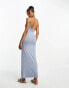 Pull&Bear strappy soft shaping maxi dress in blue grey