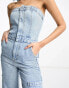 ASOS DESIGN denim cargo jumpsuit