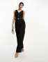 Kaiia sleeveless wide leg waistcoat jumpsuit in black