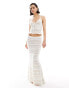 ASOS DESIGN knitted maxi skirt in stripe stitch in cream co-ord