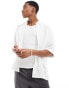 Armani Exchange logo button through short sleeve boxy fit jersey shirt in white