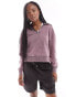 ASOS DESIGN half zip funnel neck sweatshirt in pink acid wash