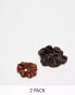 & Other Stories hair scrunchie 2-pack in mixed sizes in brown