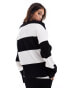 4th & Reckless v neck oversized jumper co-ord in black and white stripe