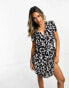 French Connection printed jersey mini dress in black