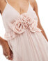 Miss Selfridge corsage detail cami maxi in pink