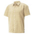 Puma Geometric Collared Short Sleeve Button Up Shirt X Dd Mens Beige Casual Tops