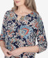 Classic Scroll Three Quarter Ruched Sleeves Top