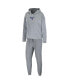 Women's Heather Gray New York Rangers Logo Pullover Hoodie and Pants Sleep Set