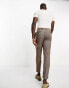 ASOS DESIGN wedding tapered wool mix smart trousers in tweed brown