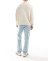 Jack & Jones chris straight leg jean with knee rips in light blue wash