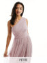 Anaya Petite Bridesmaid tulle one shoulder maxi dress in pink