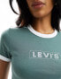 Levi's mini ringer t-shirt with chest text logo in green