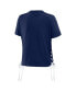 Women's Navy Milwaukee Brewers Side Lace-Up Cropped T-shirt