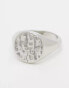 ASOS DESIGN round hammered signet ring in silver tone