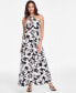 Women's Printed Keyhole-Neck Maxi Dress, Created for Macy's