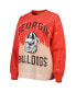 Women's Red Distressed Georgia Bulldogs Twice As Nice Faded Dip-Dye Pullover Long Sleeve Top