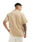 Jack & Jones oversized textured revere collar shirt in beige