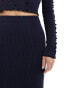 ASOS DESIGN knitted maxi skirt with frill and seam detail co-ord in navy