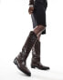 Public Desire Apollop western knee boots in brown croc