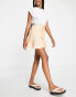 ASOS DESIGN Tall broderie tiered mini skirt with tie detail in apricot