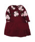 Big Girls Cotton Dresses, Black Burgundy Floral