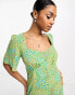 Nobody's Child Winnie button jumpsuit in green print