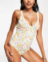 Monki underwire swimsuit in fruit print