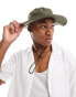 ASOS DESIGN safari bucket hat in nylon with contrast puller in khaki