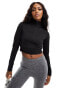 ASOS 4505 active fleeceback cropped hoodie in black