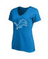 Women's Jahmyr Gibbs Blue Detroit Lions Plus Size Fair Catch Name and Number V-Neck T-shirt