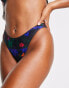 South Beach scoop high leg bikini bottom in abstract multi print