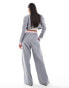 Bershka striped waistband wide leg tailored trousers co-ord in grey